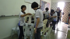 The members worked together to clean Lab C.